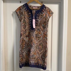 Calypso St. Barth Blue and Orange Paisley Mini Dress